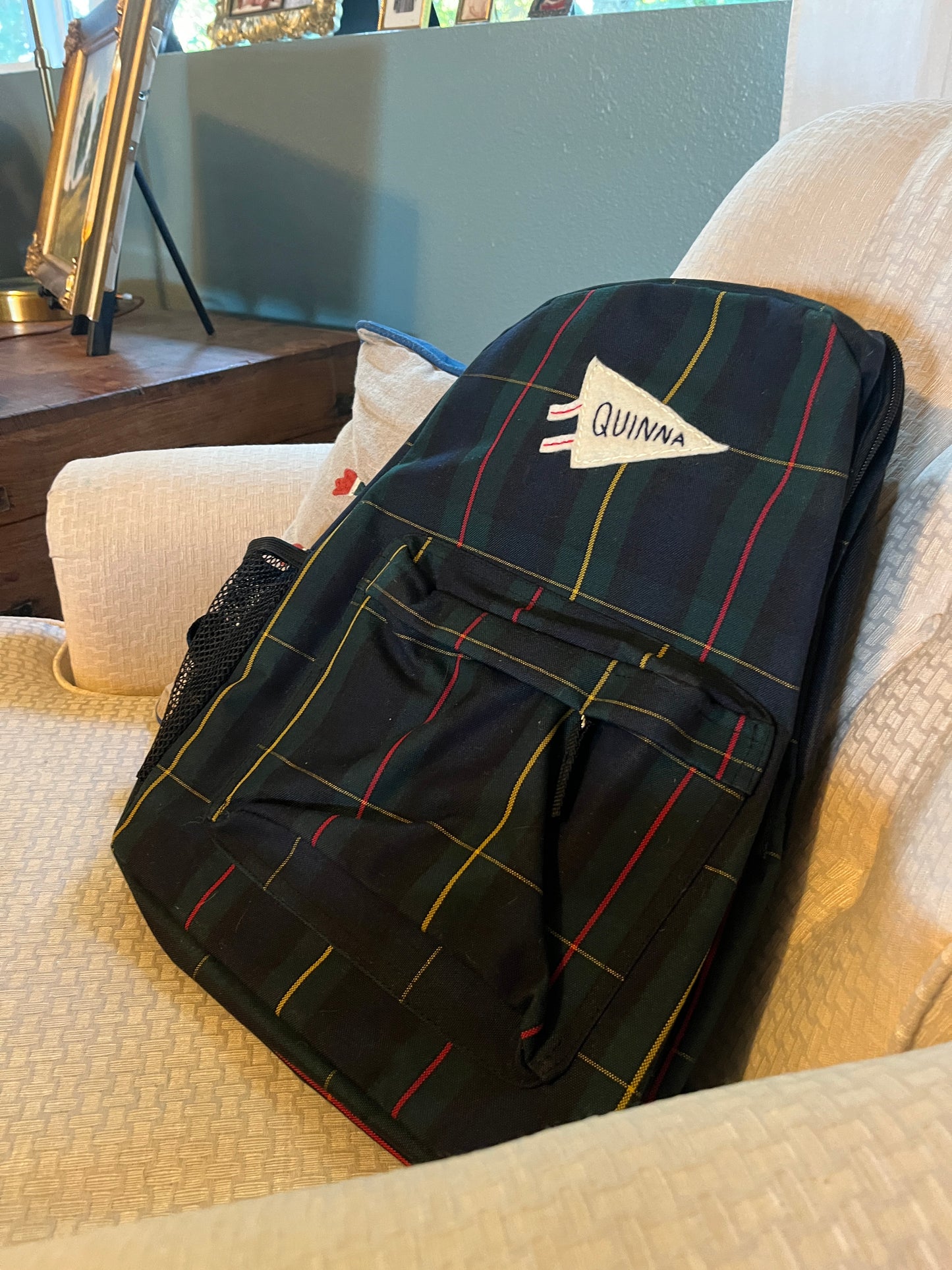 Personalized Plaid Backpack - "Quinna" plaid