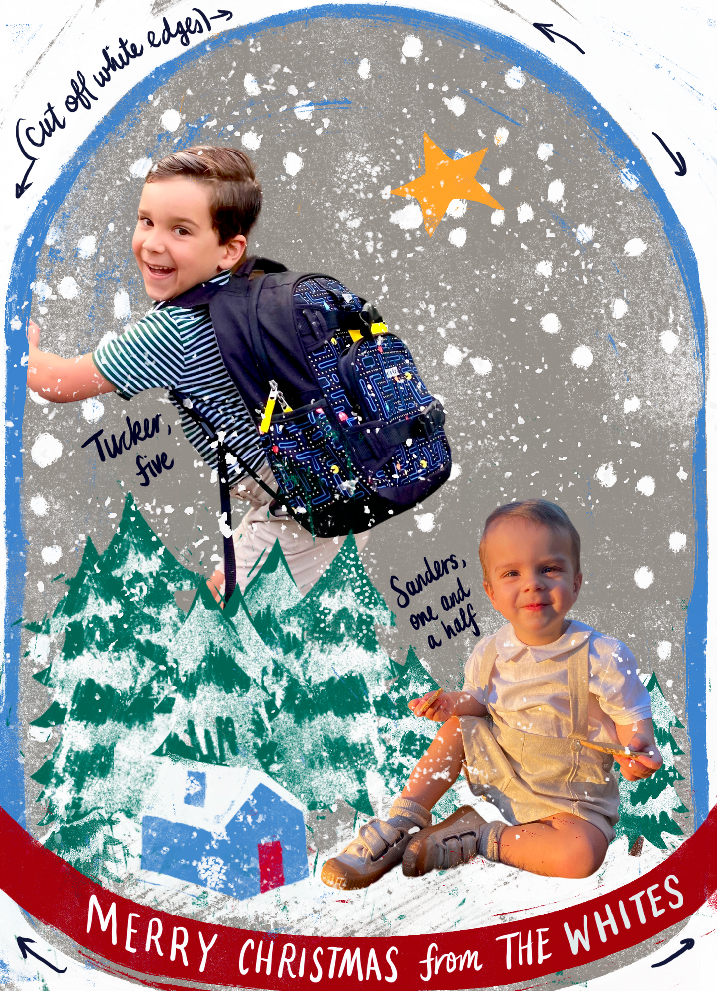 Christmas Cards with Matching Envelopes - Snow Globe