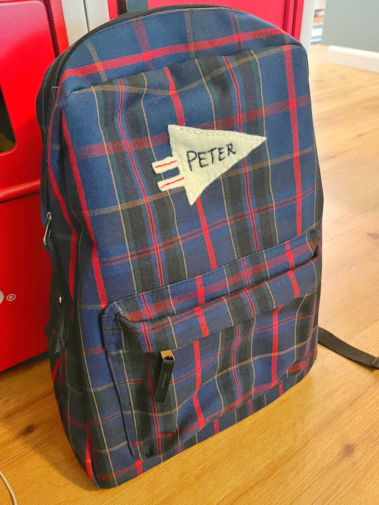 Personalized Plaid Backpack - "Peter" Plaid