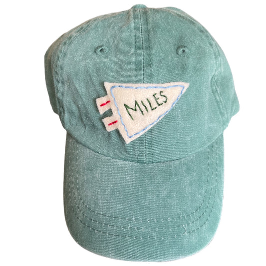 Toddler / Kids BASEBALL CAP with Name | Hand Stitched and Personalized | MILES green