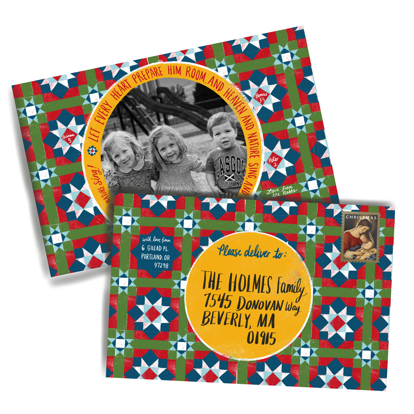 Christmas Cards with Matching Envelopes - Quilt Pattern