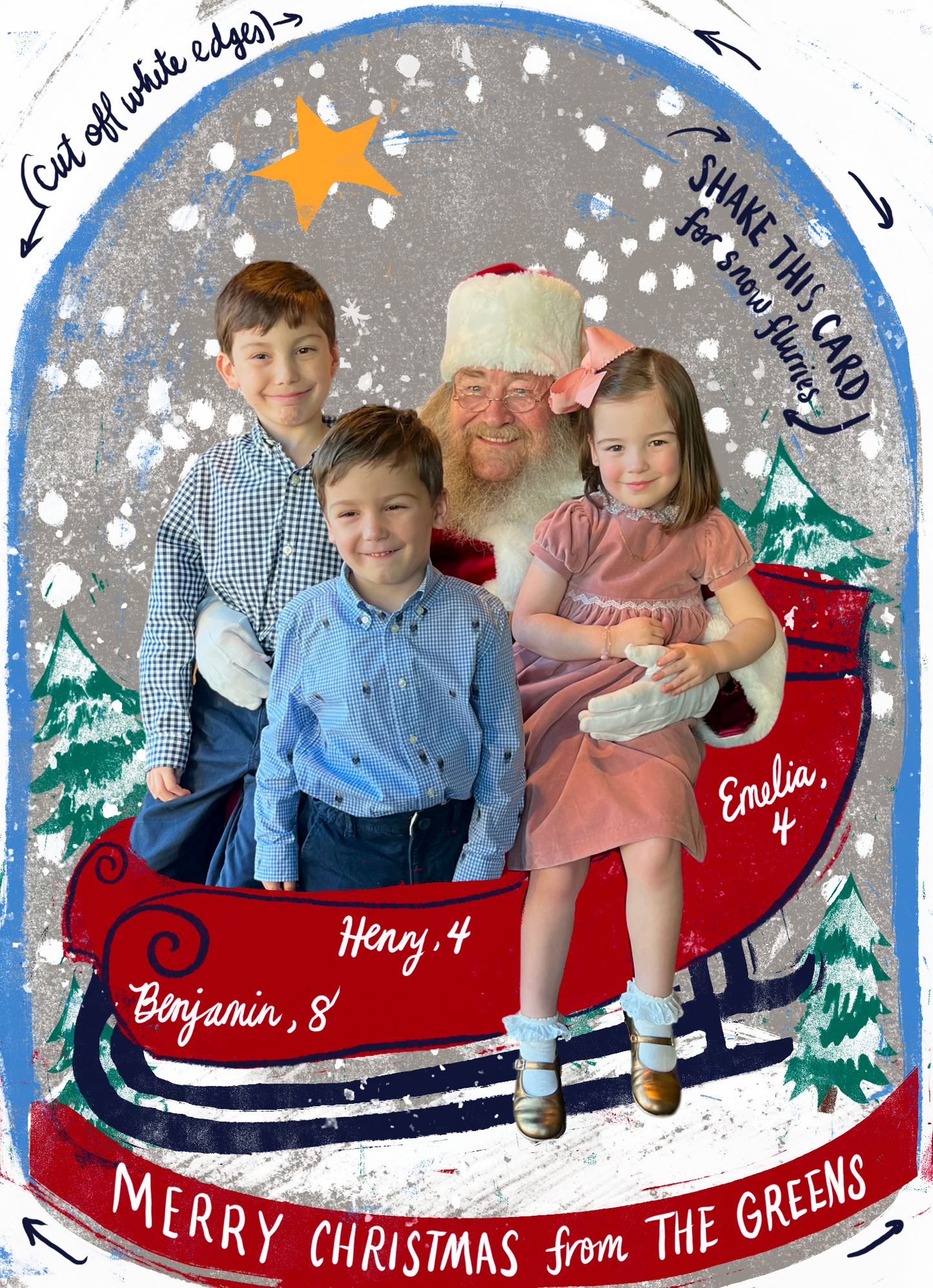 Christmas Cards with Matching Envelopes - Snow Globe