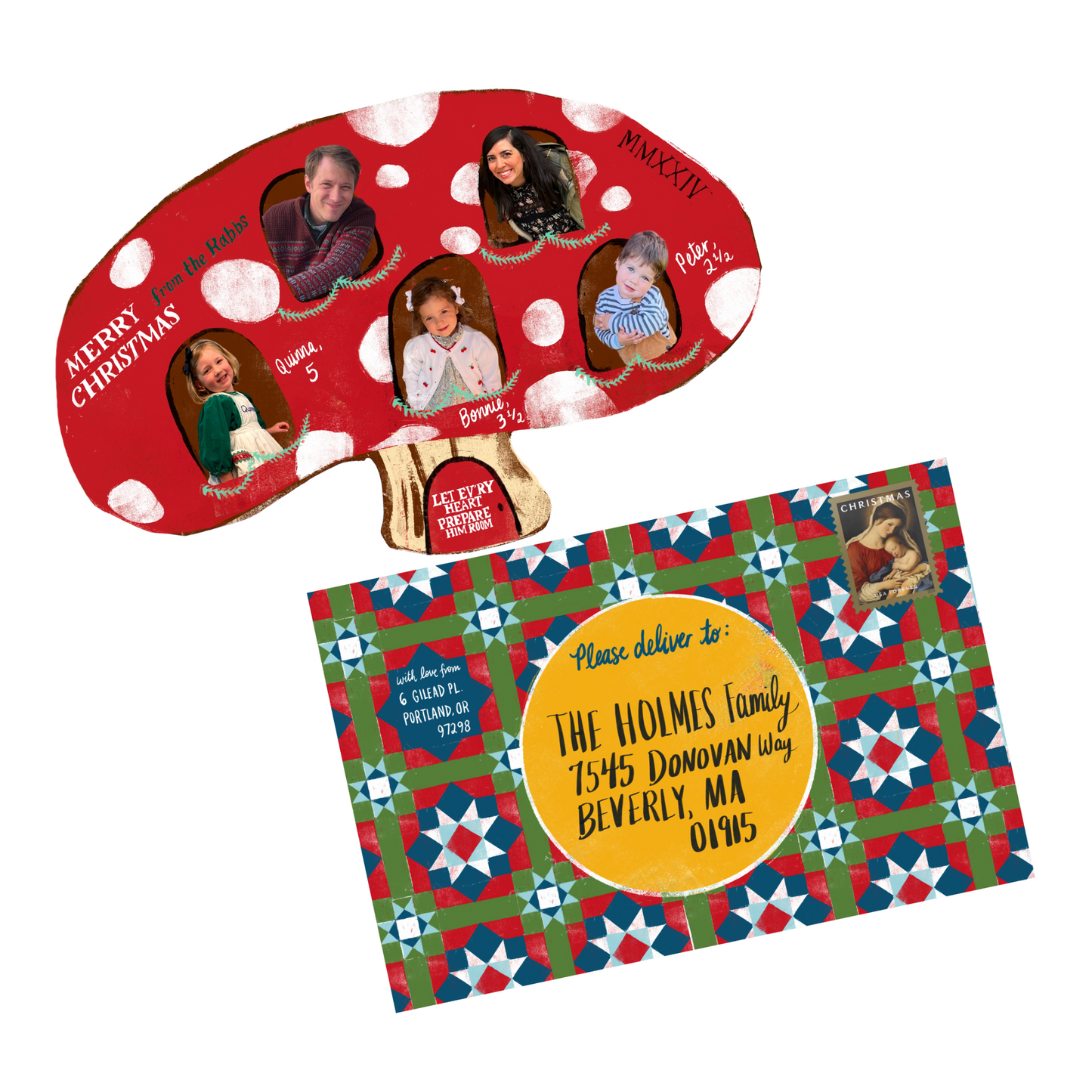 Christmas Cards with Matching Envelopes - Toadstool