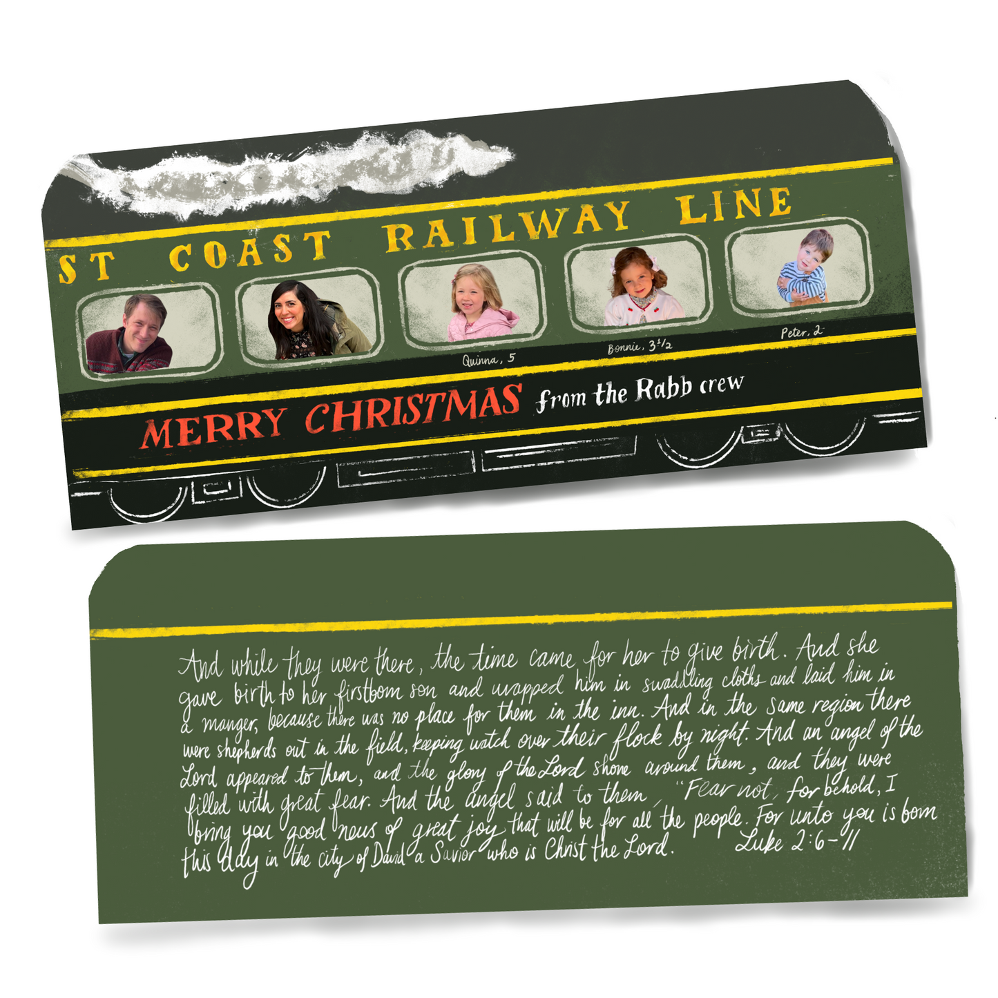 Christmas Cards with Matching Envelopes - Train