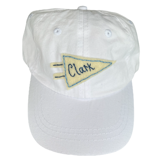 Toddler Baseball Cap | Hand Stitched and Personalized | WHITE
