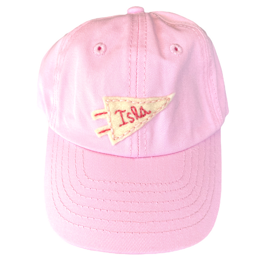 Toddler / Kids BASEBALL CAP with Name | Hand Stitched and Personalized | ISLA PINK