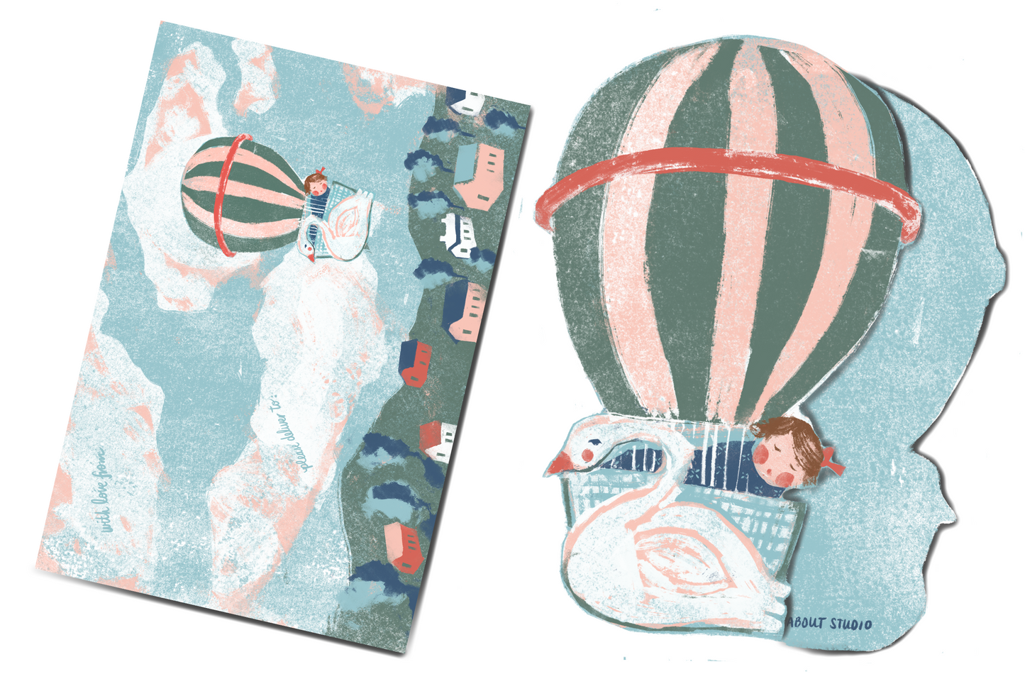 Hot Air Balloon Baby GIRL card