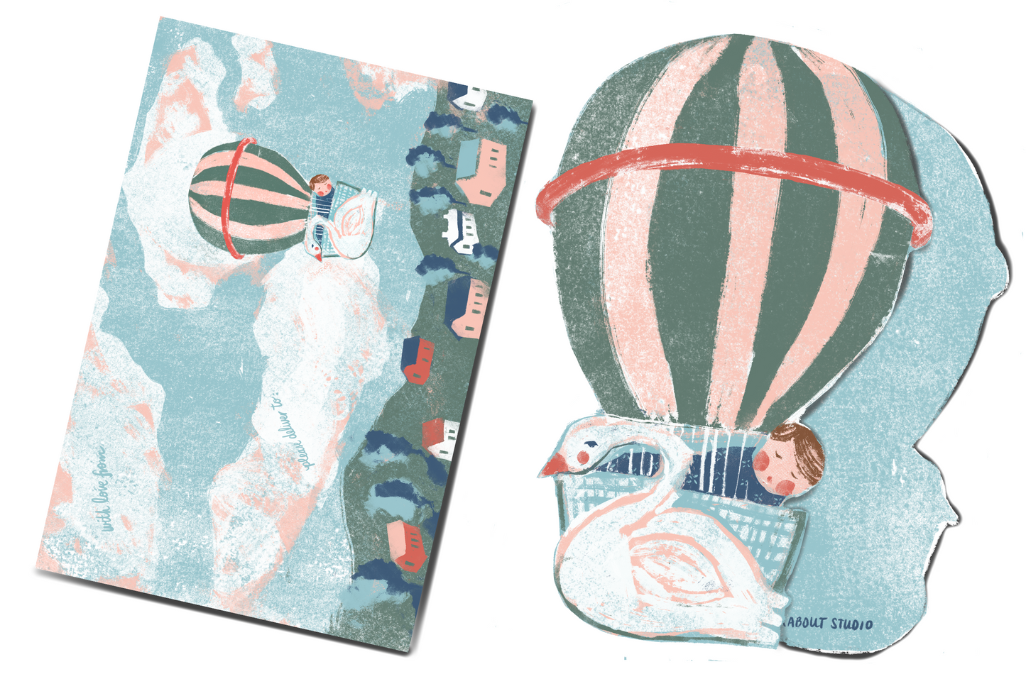 Hot Air Balloon Baby BOY card