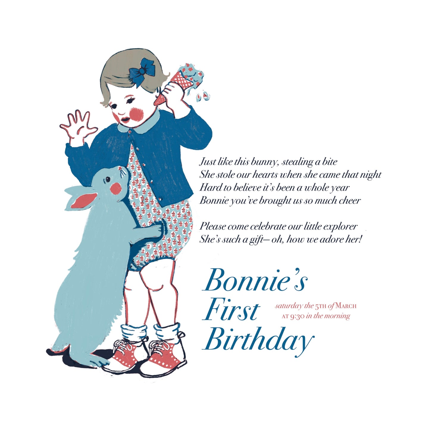 Bunny Birthday Invitation - 30 INVITATIONS + DIGITAL FILE