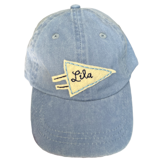 Toddler / Kids BASEBALL CAP with Name | Hand Stitched and Personalized | LILA periwinkle blue